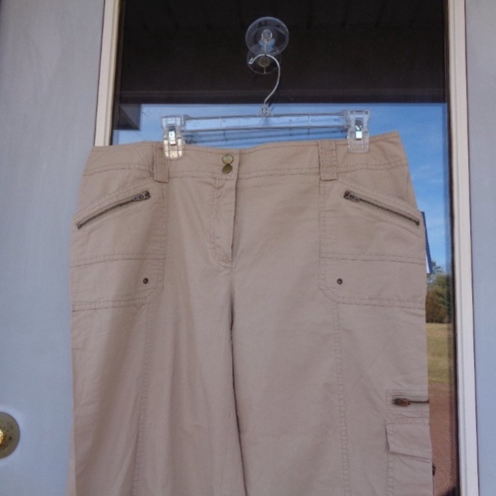 Ab studio tan pant with zipper & pockets detail casual size 12 - Picture 7 of 12